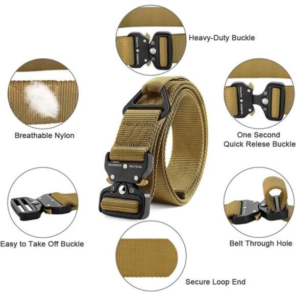Tactical Rigger Belt, 1.7 Inches Mens Nylon Webbing Utility Belt with V-ring - Picture 2 of 7